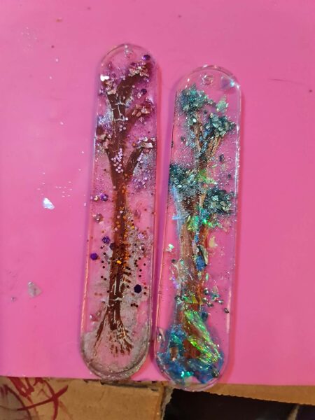 Glitter flower bookmark